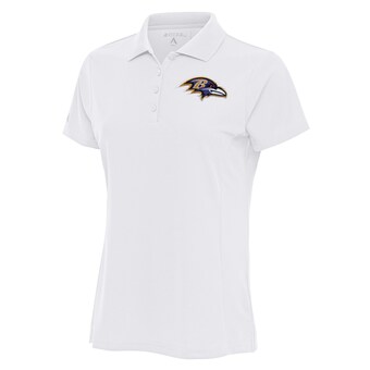 Women's Baltimore Ravens Antigua White Team Logo Legacy Pique Polo