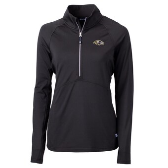 Women's Baltimore Ravens Cutter & Buck Black Adapt Eco Knit Half-Zip Pullover Jacket