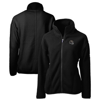 Women's Baltimore Ravens  Cutter & Buck Black Helmet Logo Cascade Eco Sherpa Full-Zip Fleece Jacket