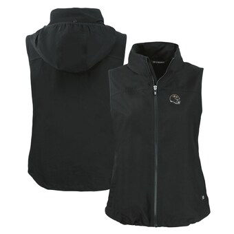 Women's Baltimore Ravens Cutter & Buck Black Helmet Logo Charter Eco Recycled Full-Zip Vest