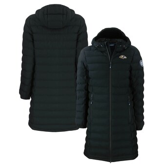 Women's Baltimore Ravens  Cutter & Buck Black Mission Ridge Repreve Eco Insulated Long Full-Zip Puffer Jacket