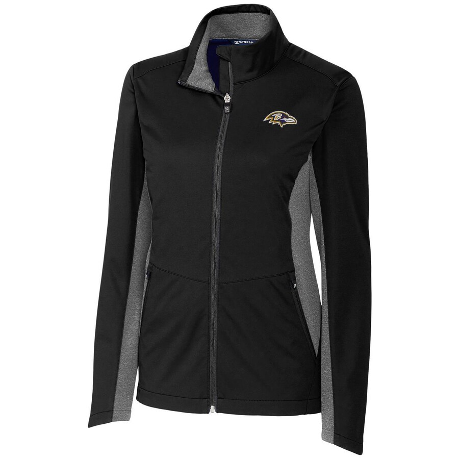 Women's Baltimore Ravens Cutter & Buck Black Navigate Softshell Full-Zip Jacket