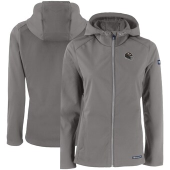 Women's Baltimore Ravens Cutter & Buck Gray Evoke Eco Softshell Recycled Full-Zip Hooded Jacket