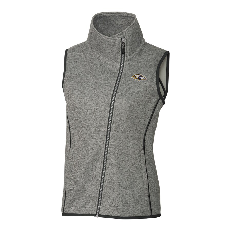 Women's Baltimore Ravens Cutter & Buck Gray Mainsail Full-Zip Vest