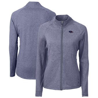 Women's Baltimore Ravens Cutter & Buck Heather Navy Adapt Eco Knit Recycled Full-Zip Jacket