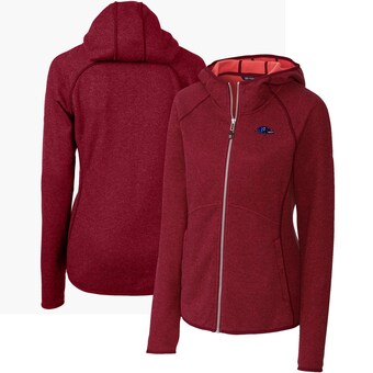 Women's Baltimore Ravens Cutter & Buck Heathered Red Mainsail Full-Zip Jacket