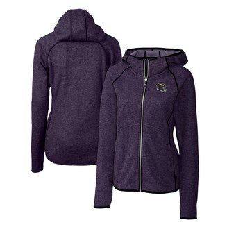 Women's Baltimore Ravens  Cutter & Buck Purple Helmet Logo Mainsail Sweater-Knit Full-Zip Hoodie