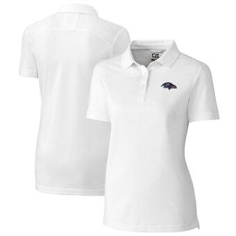 Women's Baltimore Ravens Cutter & Buck White Advantage DryTec Tri-Blend Pique Polo