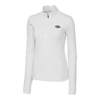 Women's Baltimore Ravens Cutter & Buck White Traverse Half-Zip Pullover Jacket