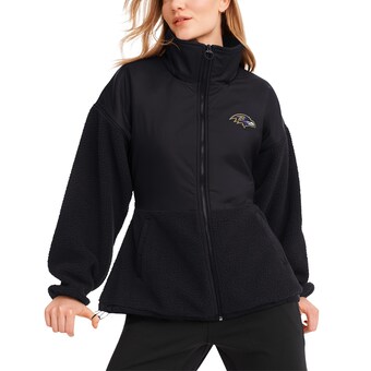 Women's Baltimore Ravens  DKNY Sport Black Drew Mixed Media Full-Zip Jacket