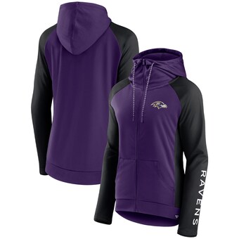 Women's Baltimore Ravens Fanatics Purple/Black End Around Lightweight Raglan Full-Zip Hoodie Jacket