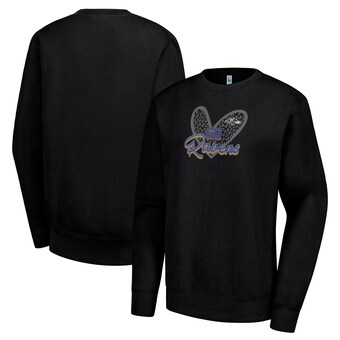 Women's Baltimore Ravens G-III 4Her by Carl Banks Black Leopard Heart Pullover Sweatshirt