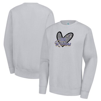Women's Baltimore Ravens G-III 4Her by Carl Banks Heather Gray Leopard Heart Pullover Sweatshirt