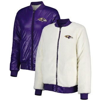 Women's Baltimore Ravens G-III 4Her by Carl Banks Oatmeal/Purple Switchback Reversible Full-Zip Jacket