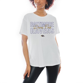 Women's Baltimore Ravens Gameday Couture White No Limits Flowy T-Shirt