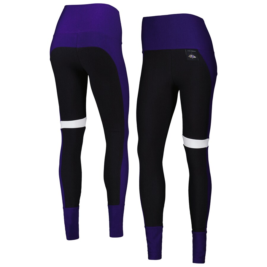 Women's Baltimore Ravens KIYA TOMLIN Black/Purple Colorblock Tri-Blend Leggings