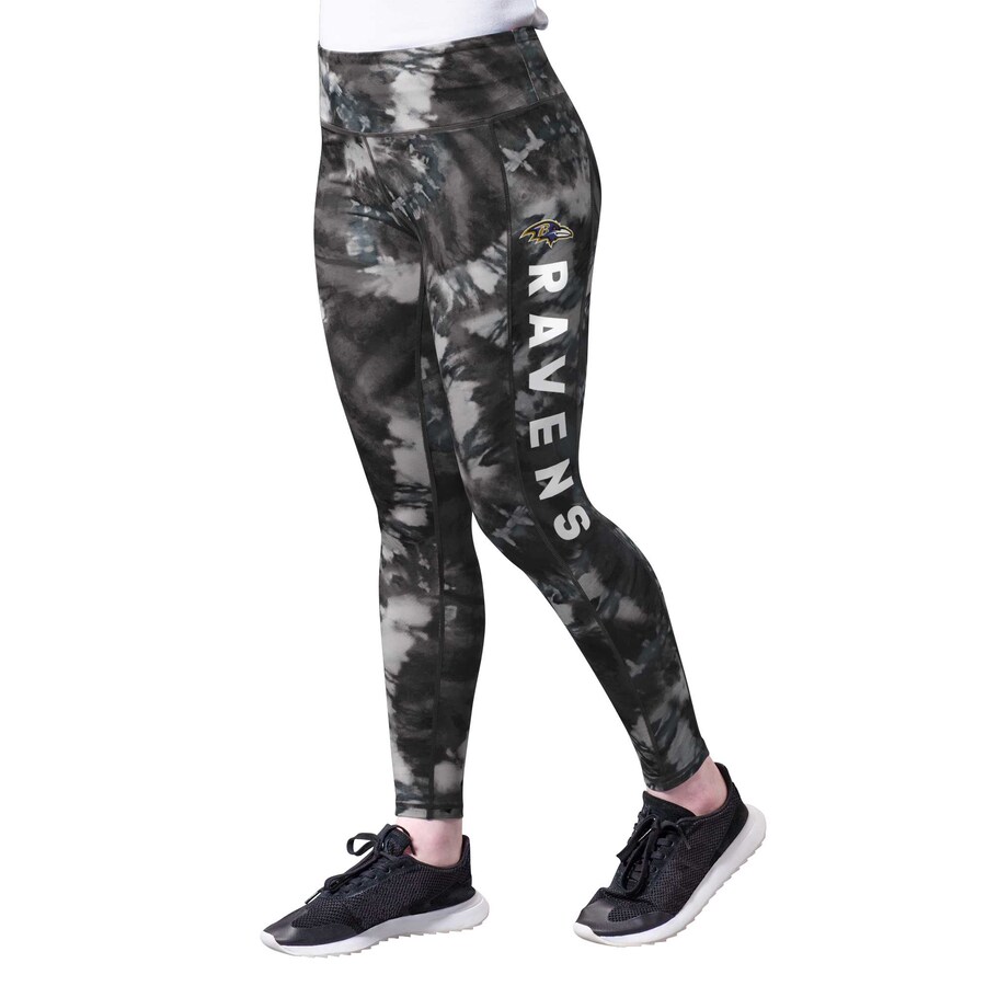 Women's Baltimore Ravens MSX by Michael Strahan Black Aubrey Tie-Dye Leggings