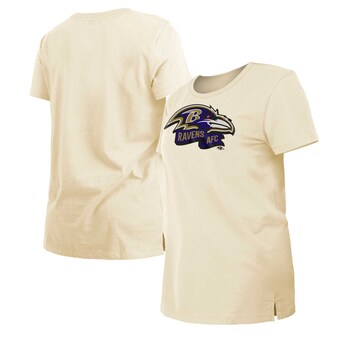 Women's Baltimore Ravens New Era Cream Chrome Sideline T-Shirt