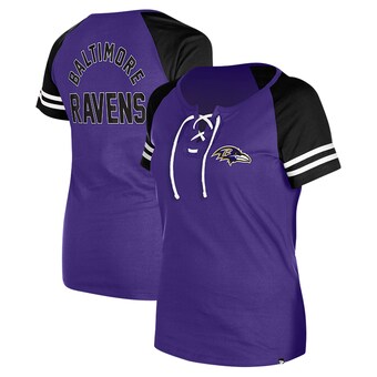 Women's Baltimore Ravens New Era Purple  Lace-Up Raglan T-Shirt