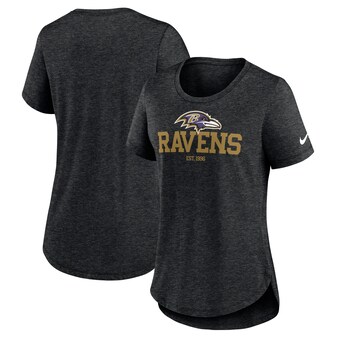 Women's Baltimore Ravens Nike Heather Black Fashion Tri-Blend T-Shirt