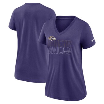 Women's Baltimore Ravens Nike Heathered Purple Lock Up Tri-Blend V-Neck T-Shirt