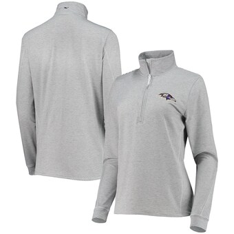 Women's Baltimore Ravens Vineyard Vines Heather Gray Sankaty Shep Half-Zip Pullover Top