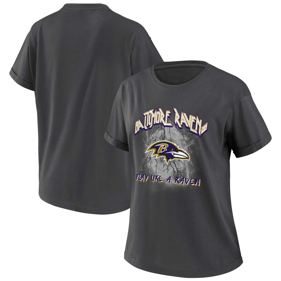 Women's Baltimore Ravens WEAR by Erin Andrews Charcoal Boyfriend T-Shirt