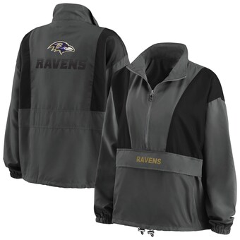 Women's Baltimore Ravens WEAR by Erin Andrews Charcoal Popover Packable Half-Zip Jacket