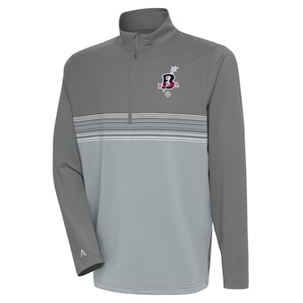 Men's Birmingham Black Barons Antigua Steel Pace Quarter-Zip Pullover Top