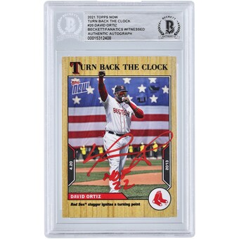 David Ortiz Boston Red Sox Autographed 2021 Topps Now #20 Beckett Fanatics Witnessed Authenticated Card with "HOF 22" Inscription