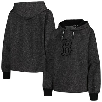 Women's Boston Red Sox DKNY Sport Black Debbie Dolman Raglan Pullover Hoodie