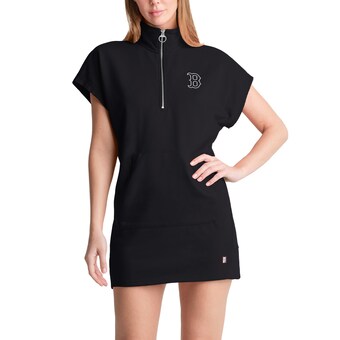 Women's Boston Red Sox DKNY Sport Black Emily Quarter-Zip Sneaker Dress