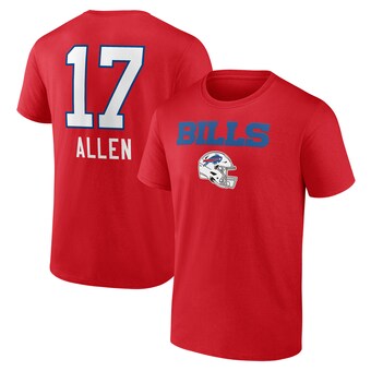 Men's Buffalo Bills Josh Allen Red Team Wordmark Player Name & Number T-Shirt