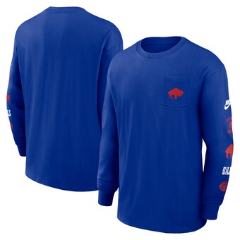 Men's Buffalo Bills Nike Royal Rewind Heavy Max 90 Pocket Long Sleeve T-Shirt