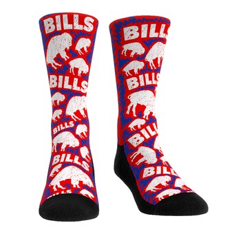 Buffalo Bills Rock Em Socks Throwback Logo Sketch Crew Socks