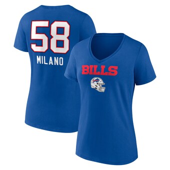 Women's Buffalo Bills Matt Milano Fanatics Royal Team Wordmark Player Name & Number V-Neck T-Shirt