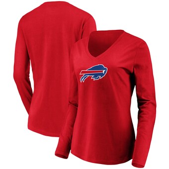 Buffalo Bills Fanatics Women's Primary Logo Long Sleeve V-Neck T-Shirt - Red