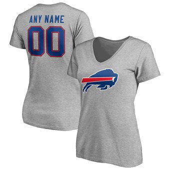 Women's Buffalo Bills Gray Team Authentic Custom V-Neck T-Shirt