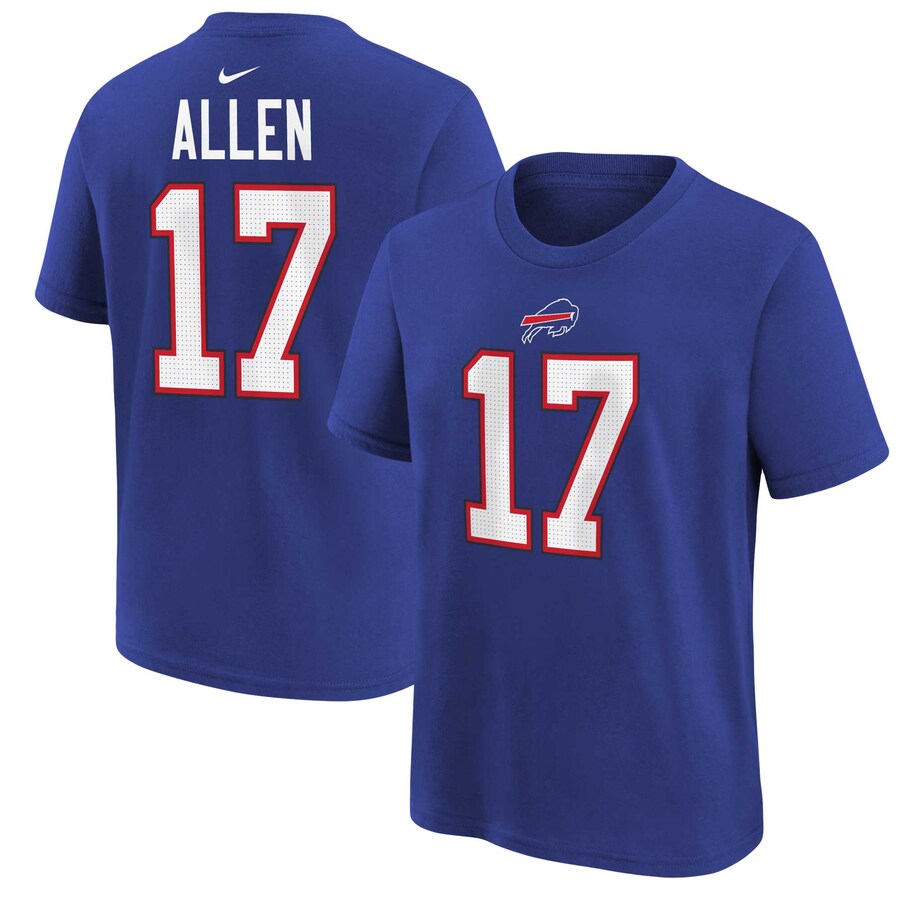 Youth Buffalo Bills Josh Allen Royal Nike Player Name & Number T-Shirt