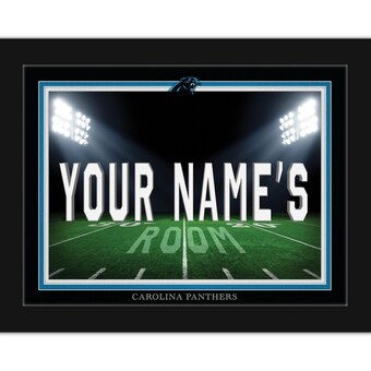 Carolina Panthers Black 12'' x 16'' Personalized Framed Field Spotlight Print