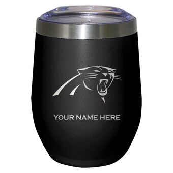 Carolina Panthers Black 12oz. Personalized Etched Stemless Tumbler