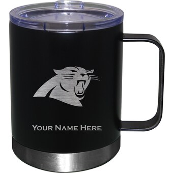 Carolina Panthers Black 12oz. Personalized Stainless Steel Lowball with Handle