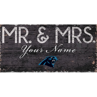 Carolina Panthers 12" x 6" Personalized Mr. & Mrs. Sign