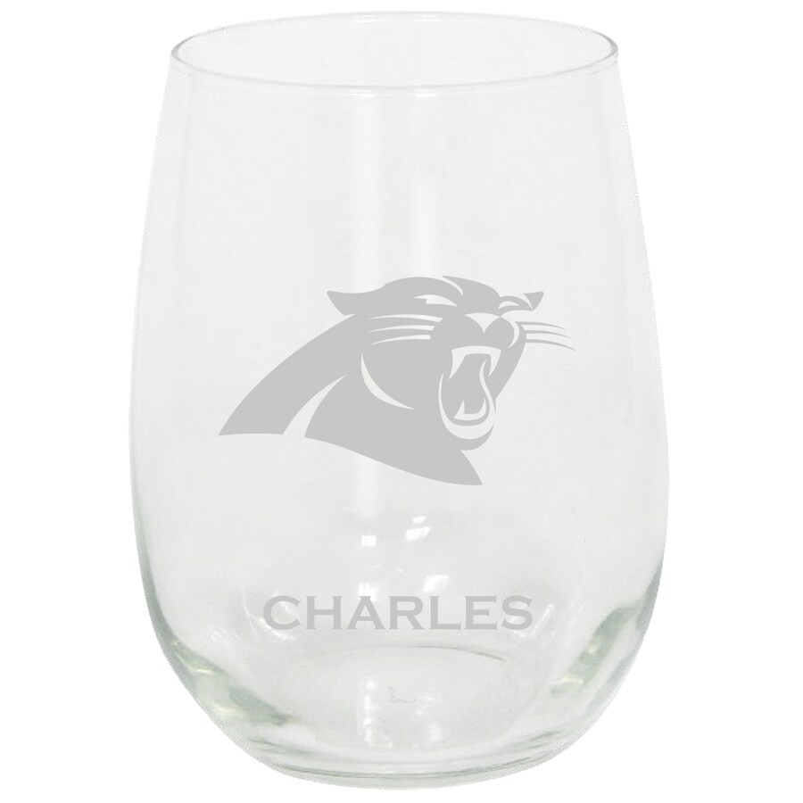 Carolina Panthers 15oz. Personalized Stemless Etched Glass Tumbler