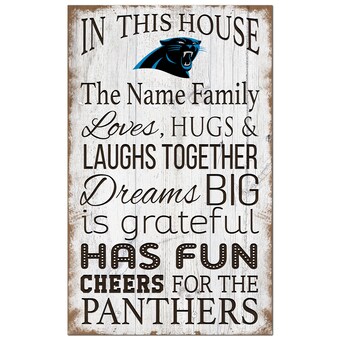 Carolina Panthers Personalized 11" x 19" In This House Sign