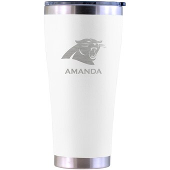 Carolina Panthers Personalized 30oz. Laser Etched White Tumbler