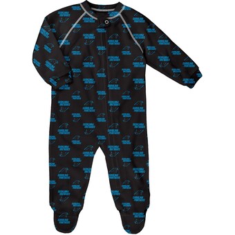 Infant Carolina Panthers Black Allover Print Raglan Full-Zip Jumper