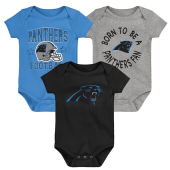 Infant Carolina Panthers Black/Blue/Gray Born to Be 3-Pack Bodysuit Set