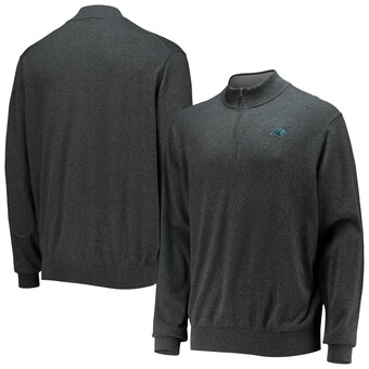 Men's Carolina Panthers Cutter & Buck Charcoal Lakemont Tri-Blend Quarter-Zip Jacket