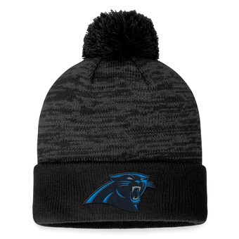 Men's Carolina Panthers Fanatics Black Defender Cuffed Knit Hat with Pom